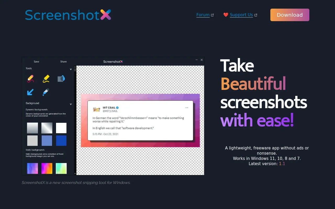 ScreenshotX homepage screenshot