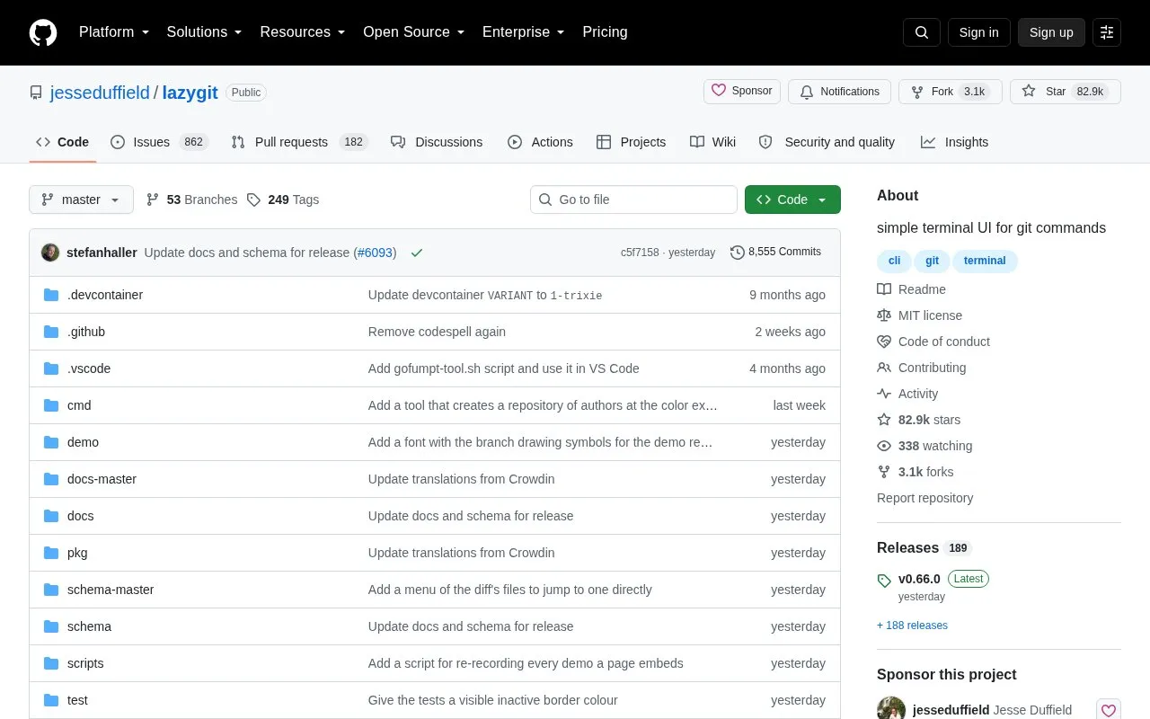 lazygit homepage screenshot