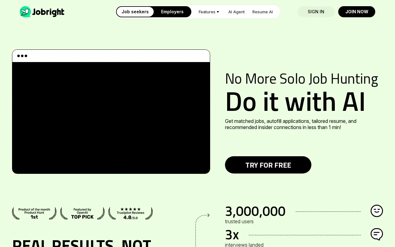 Jobright homepage screenshot