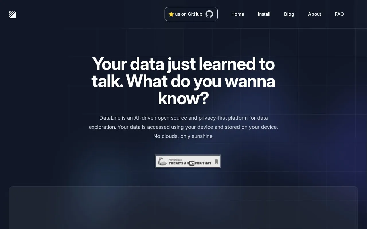 DataLine homepage screenshot