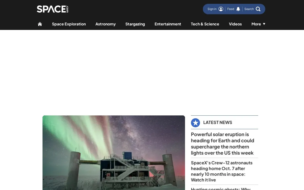 Space.com homepage screenshot
