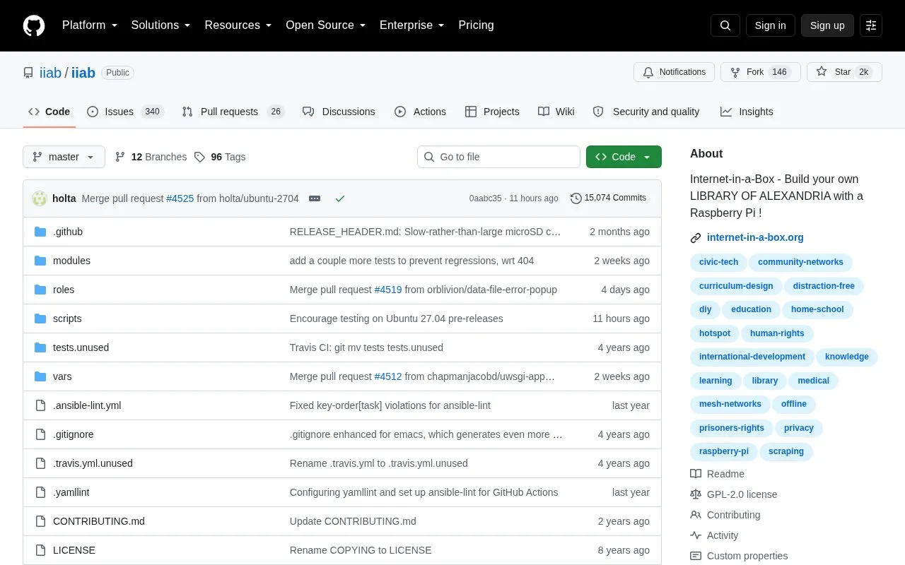 Iiab homepage screenshot