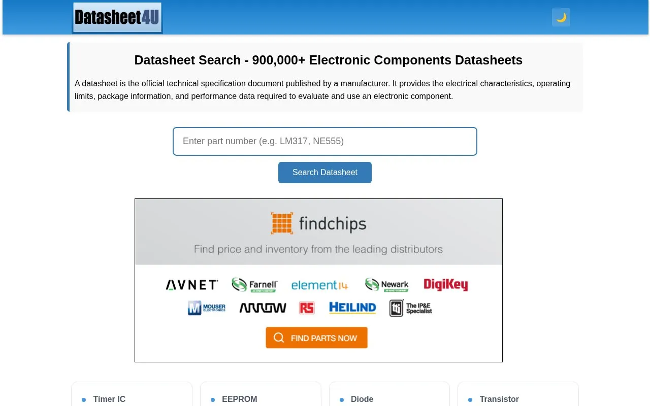 Datasheet4U homepage screenshot