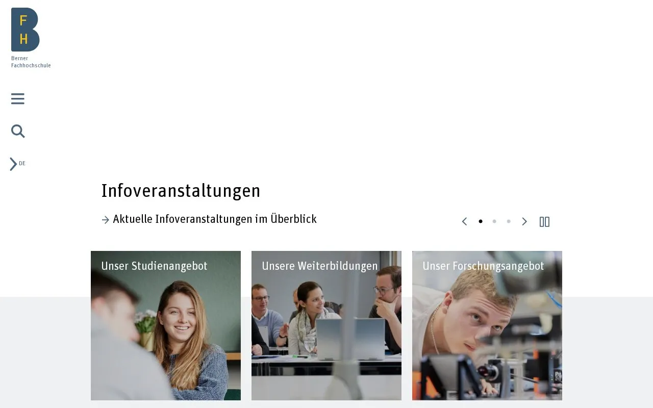 Haute Ecole Specialisee Bernoise homepage screenshot