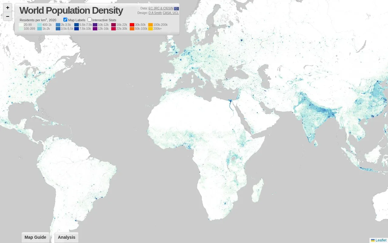 World Population Density homepage screenshot