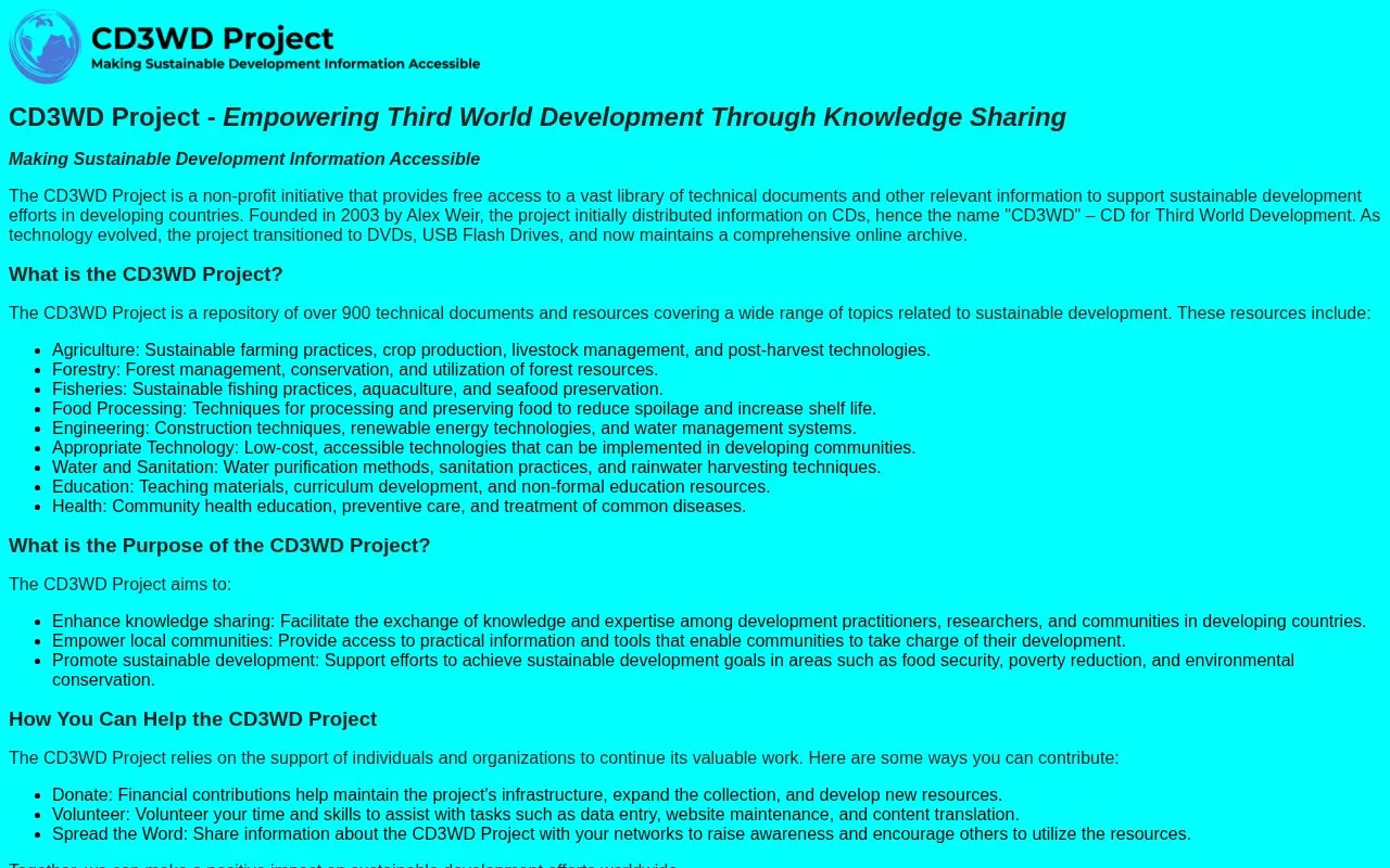 CD3WD Project homepage screenshot