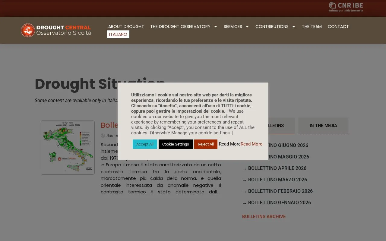 DroughtCentral homepage screenshot