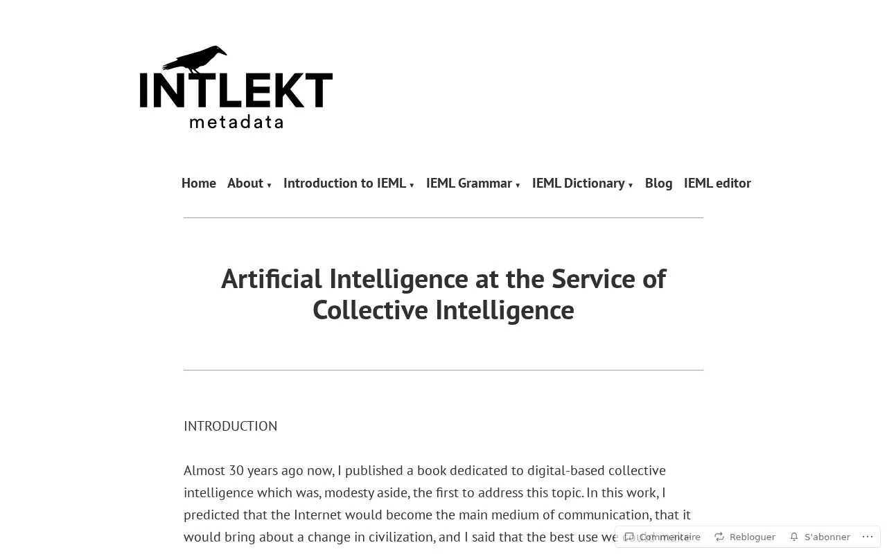 Artificial Intelligence at the Service of Collective Intelligence homepage screenshot