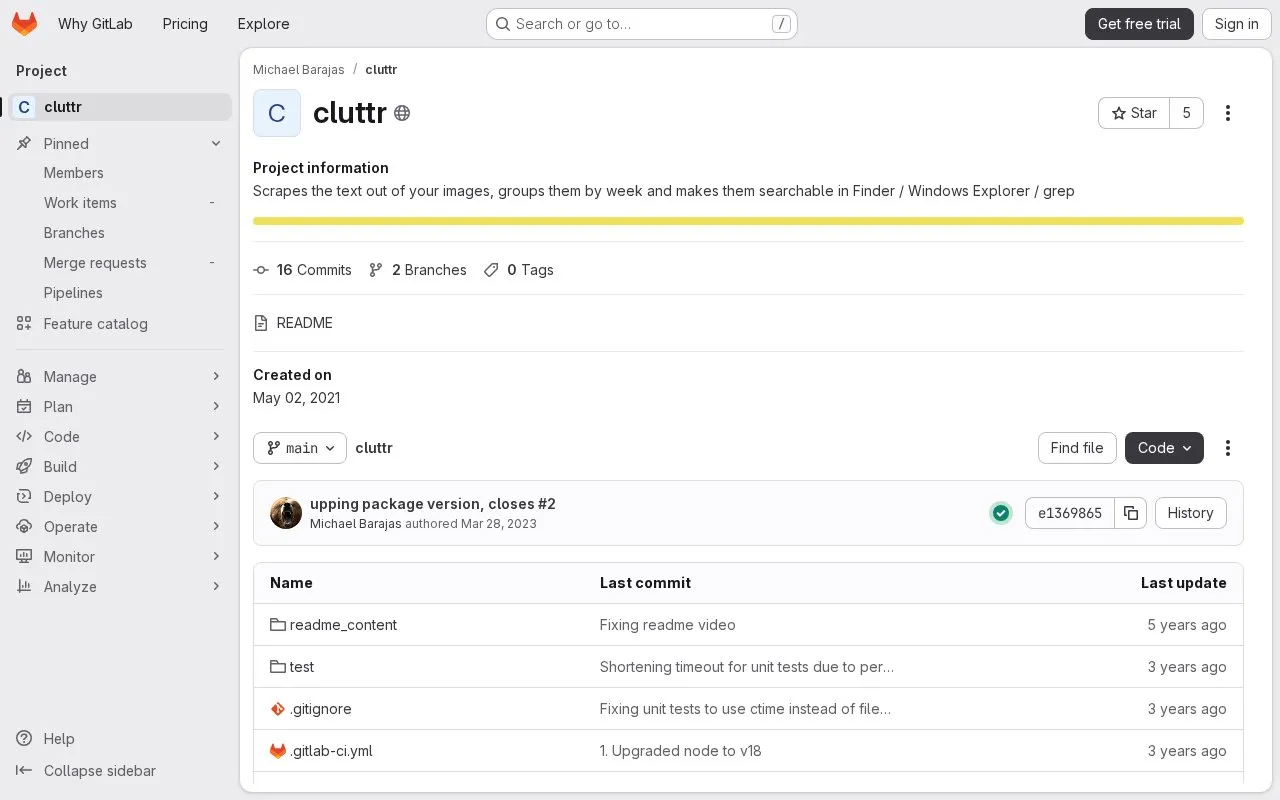 Cluttr homepage screenshot