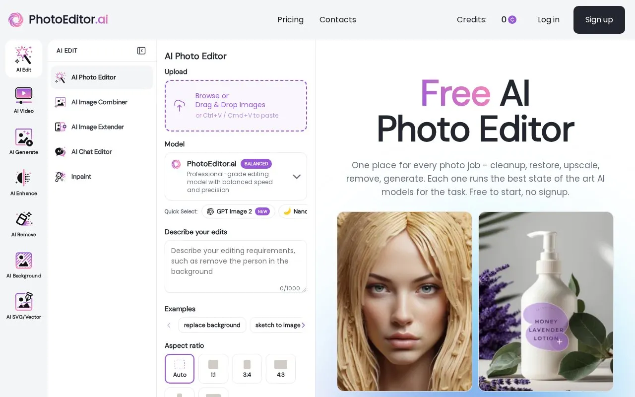 photoeditor.ai homepage screenshot