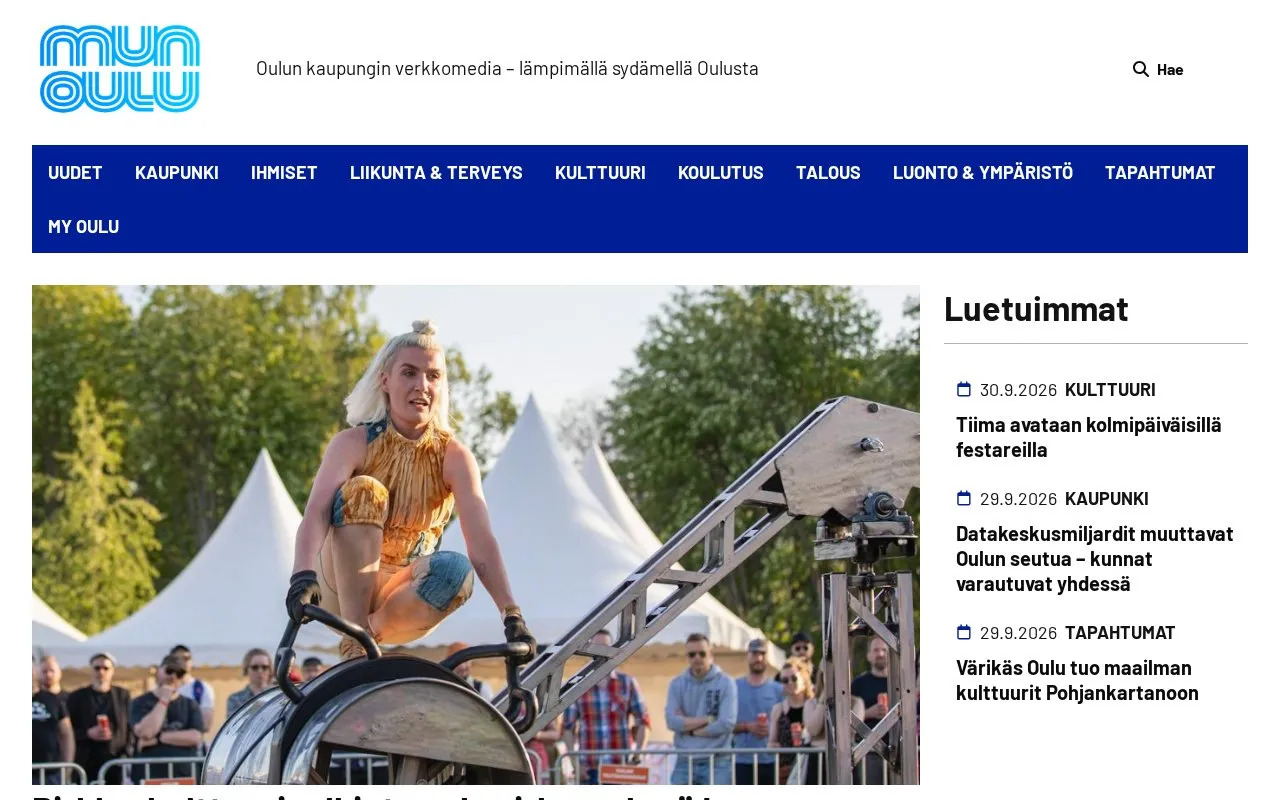 Mun Oulu homepage screenshot