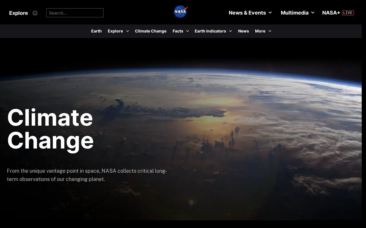 Earth Now homepage screenshot
