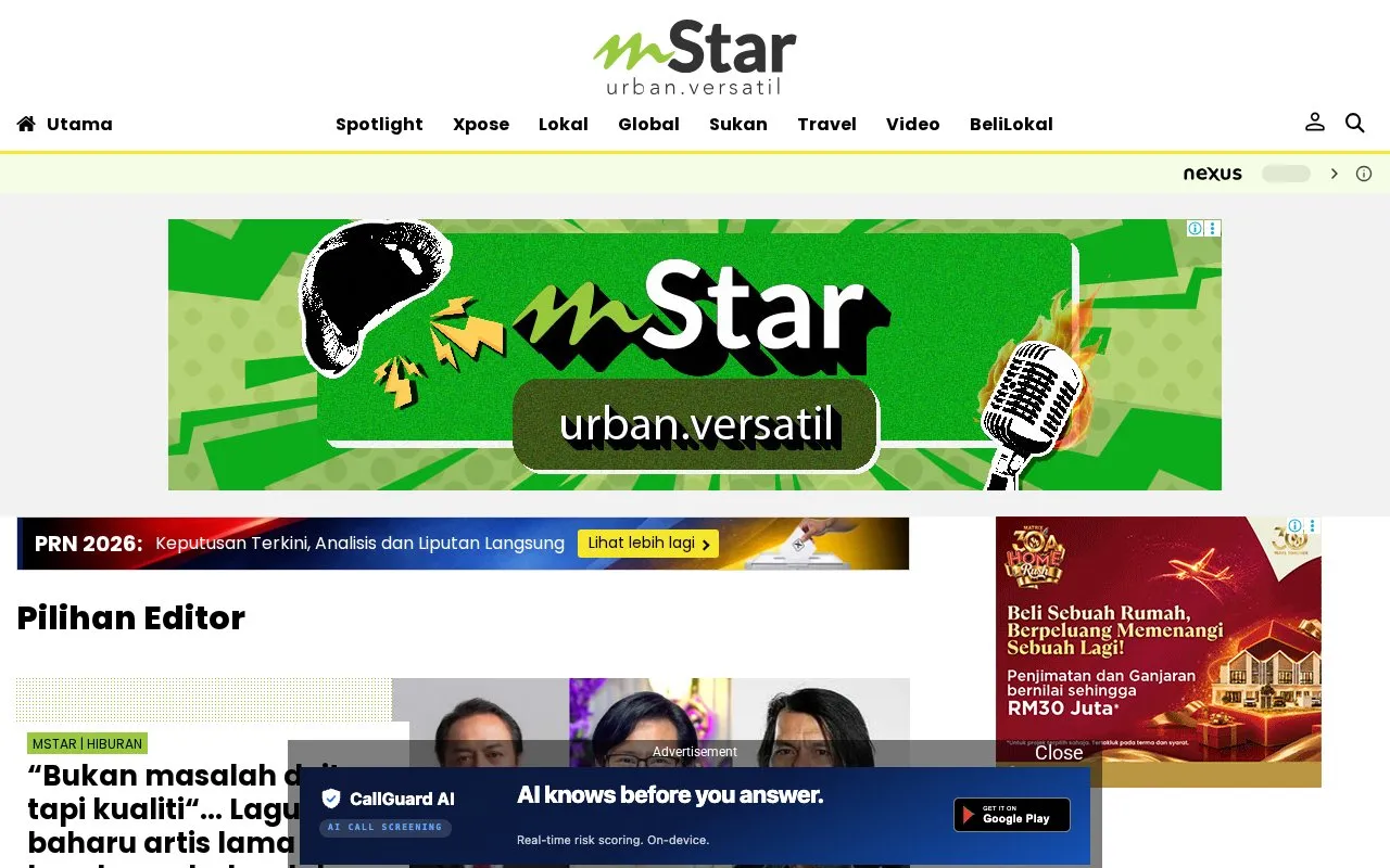 mStar Online homepage screenshot