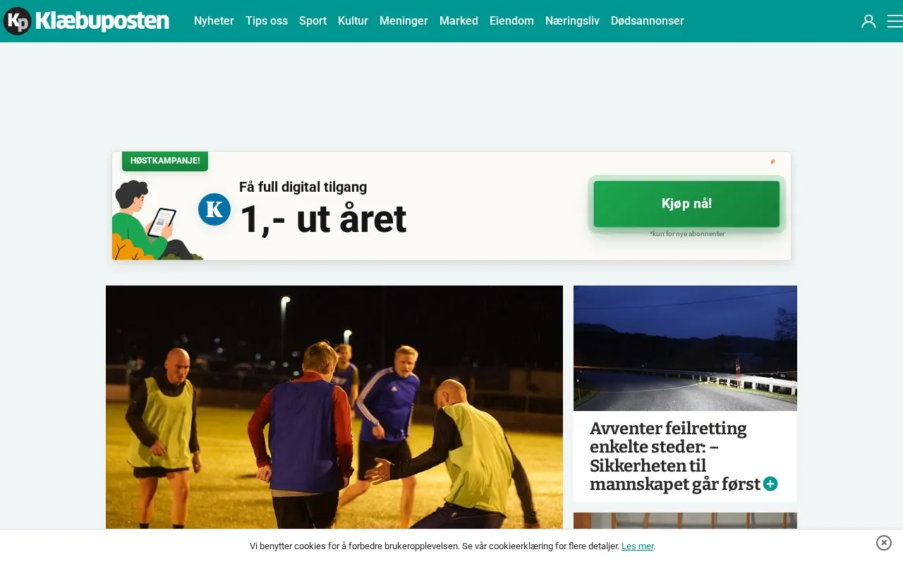 KlæbuPosten homepage screenshot