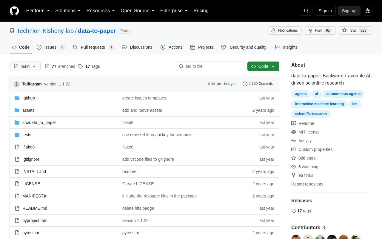 data-to-paper homepage screenshot