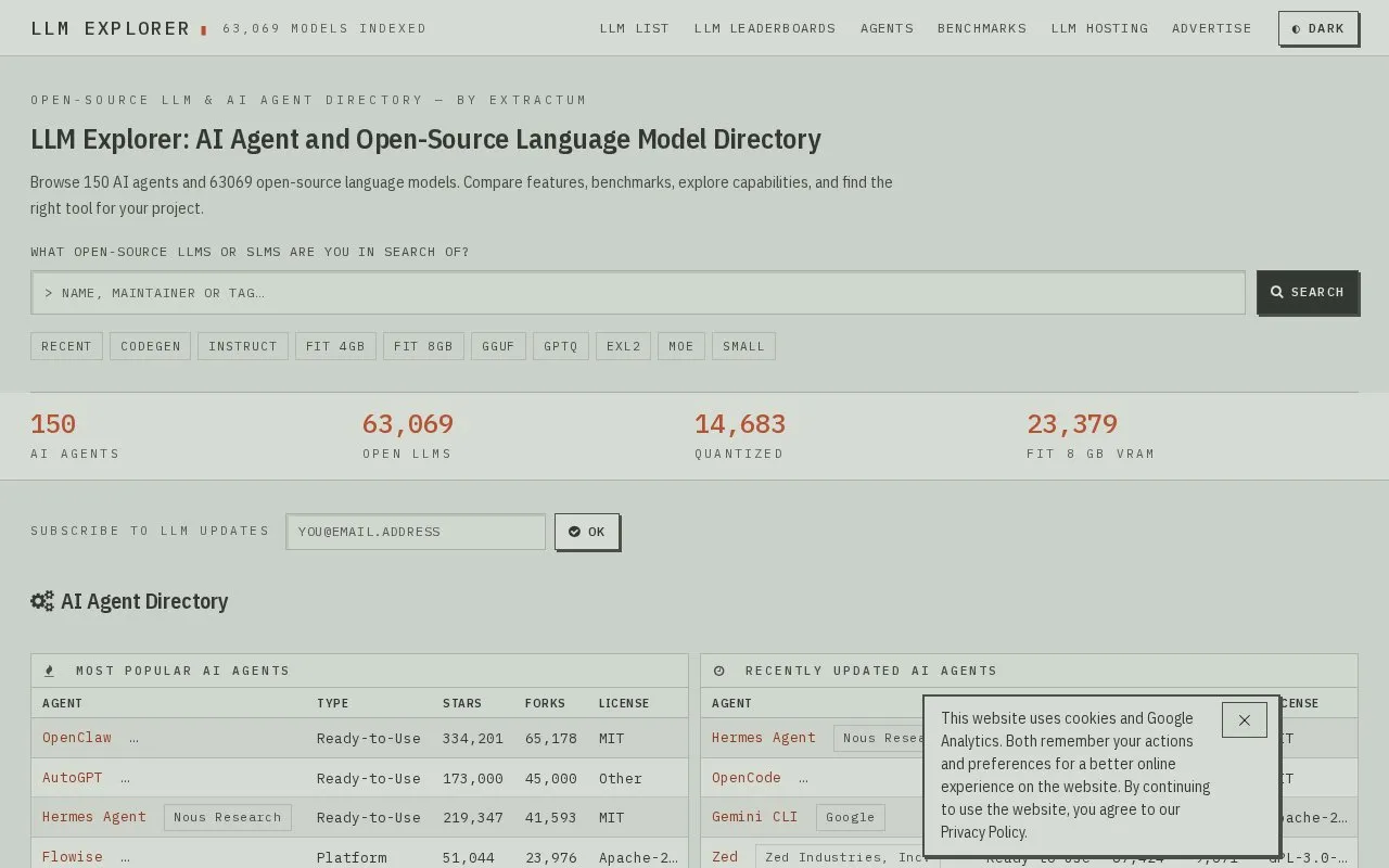 LLM Explorer homepage screenshot