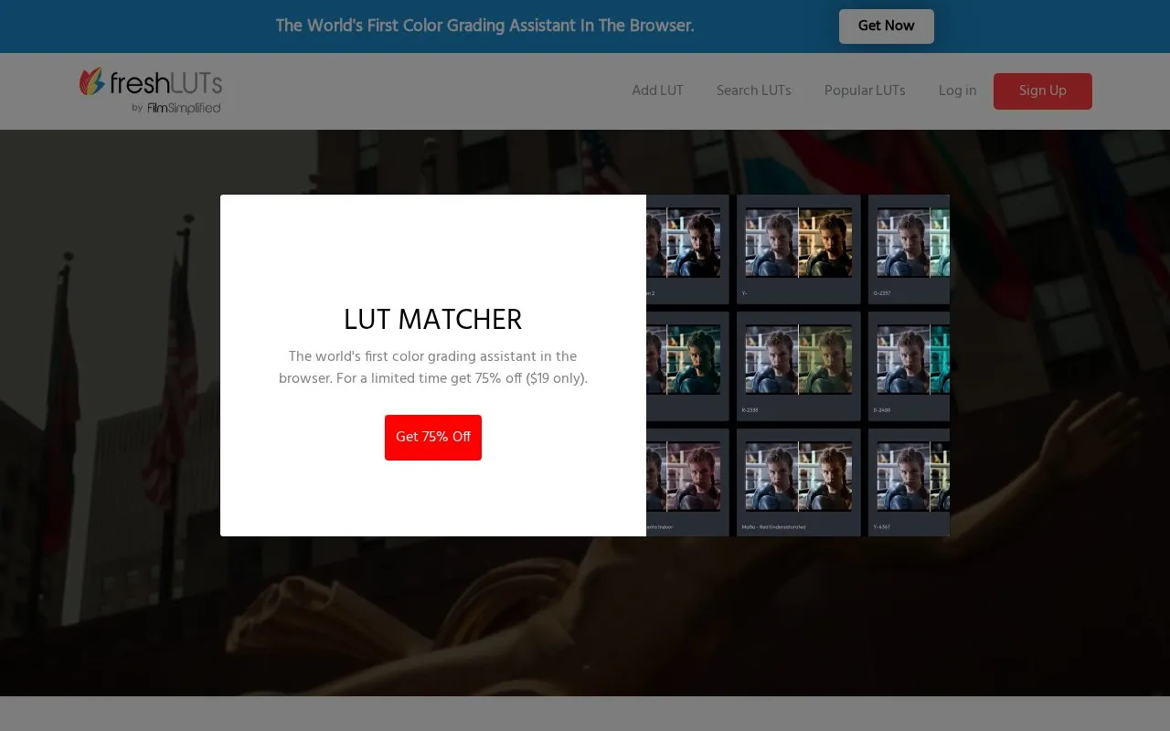 FreshLUTs homepage screenshot