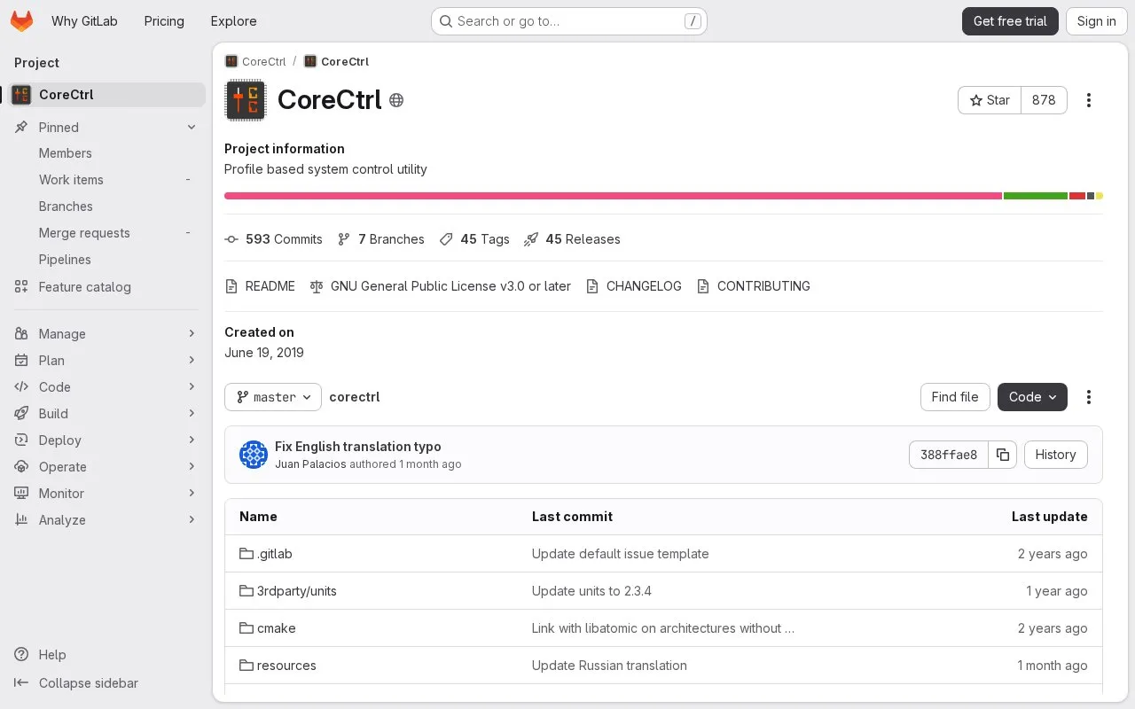 CoreCtrl homepage screenshot