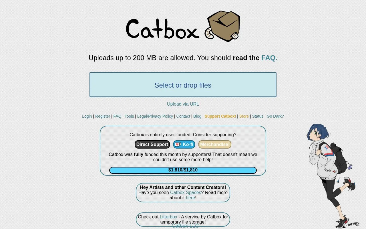 Catbox homepage screenshot