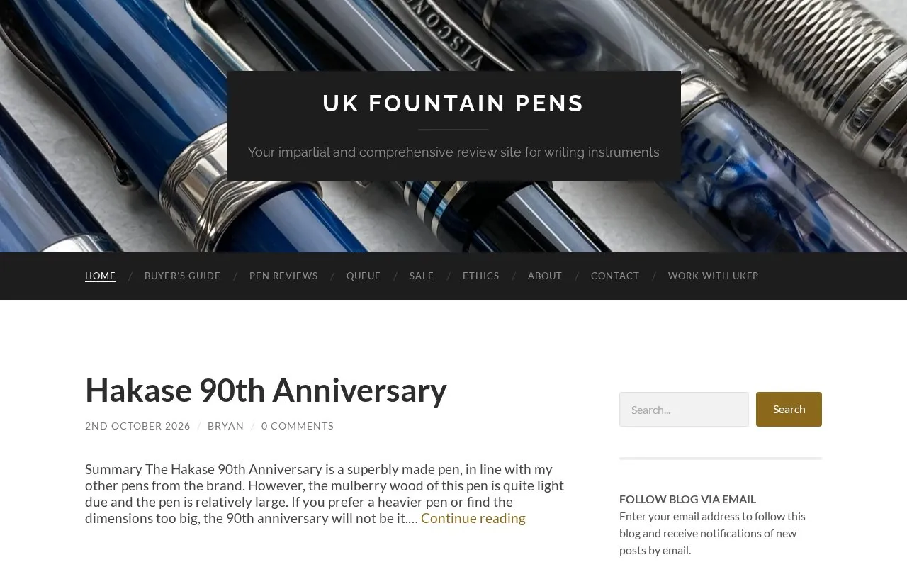 UK FOUNTAIN PENS homepage screenshot