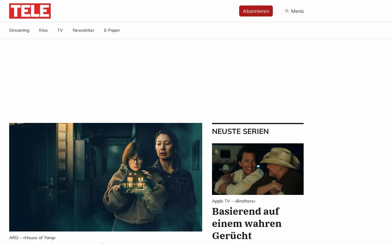 Tele homepage screenshot