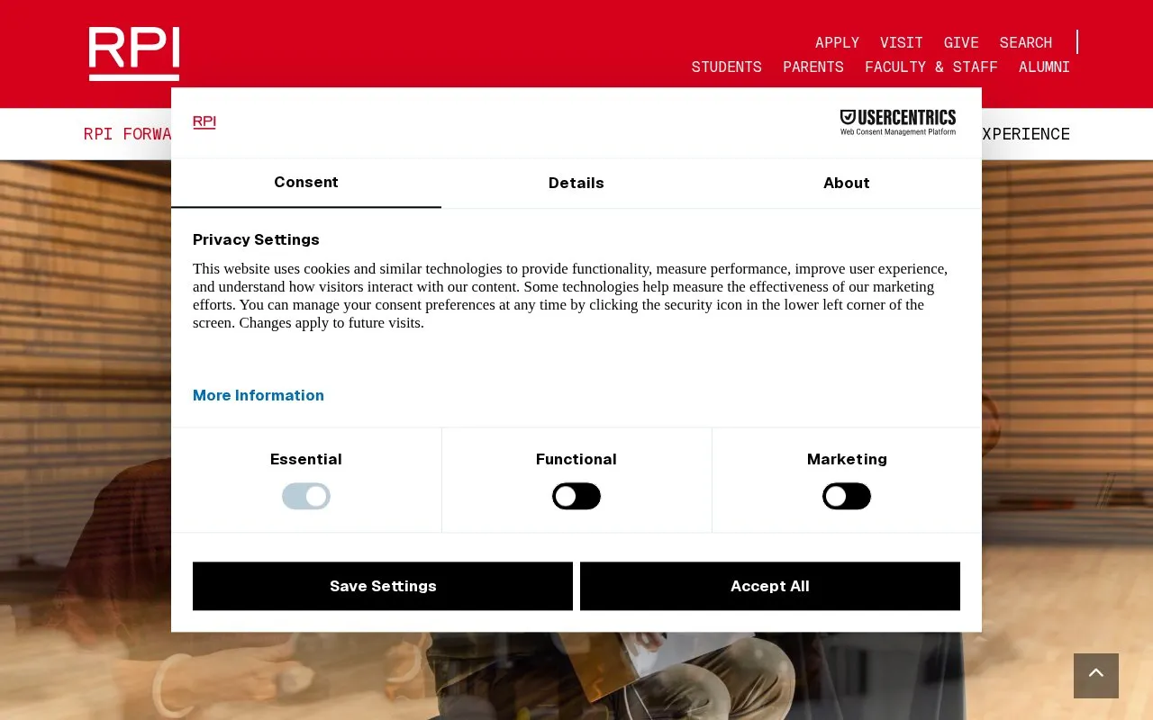 Rensselaer Polytechnic Institute homepage screenshot