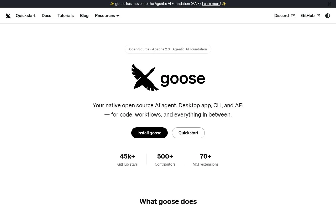 Goose homepage screenshot