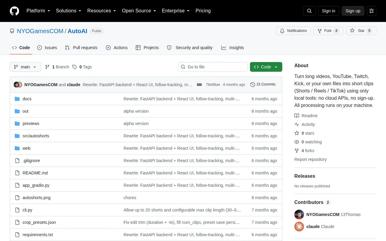 AutoAI homepage screenshot