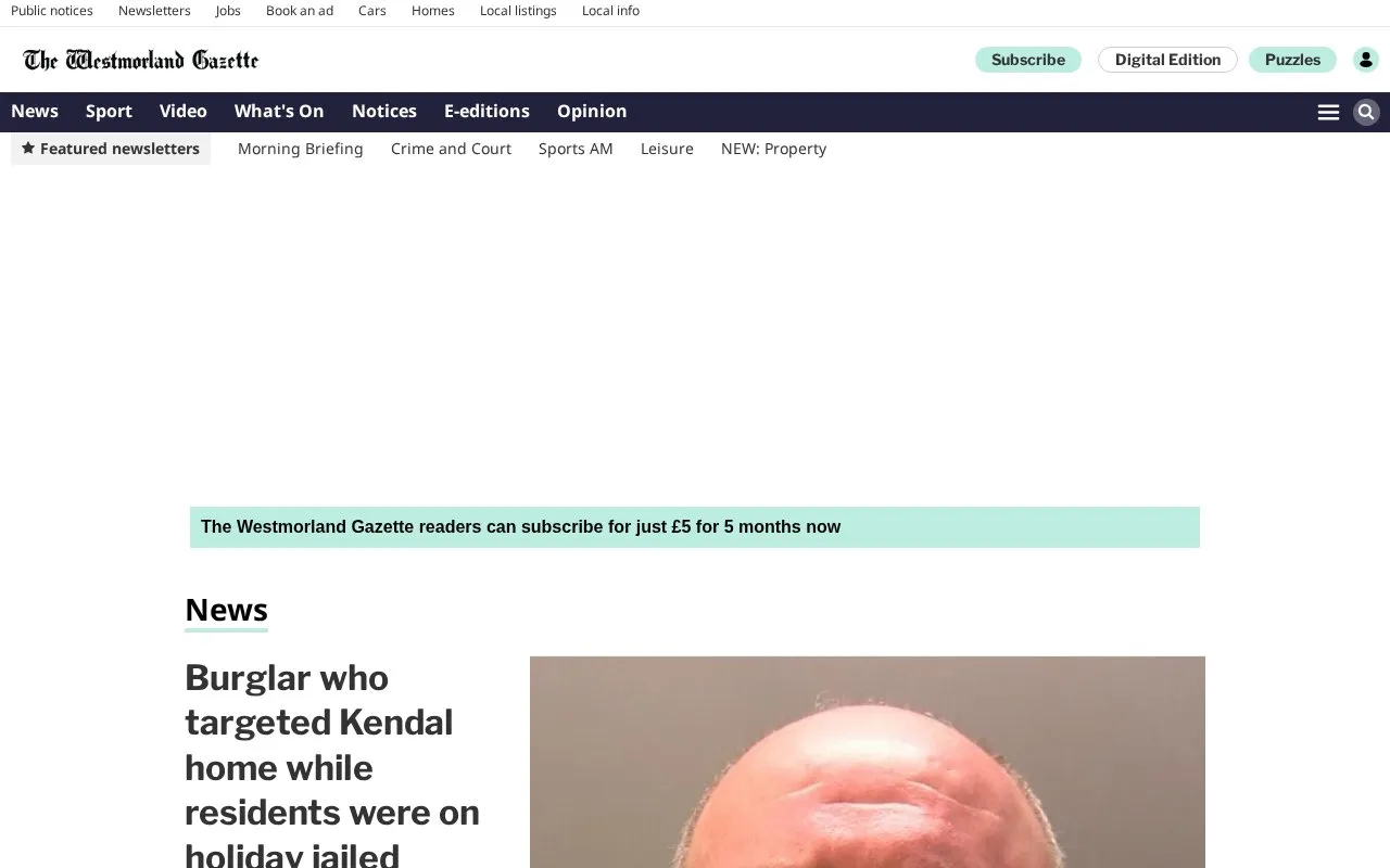 The Westmorland Gazette homepage screenshot