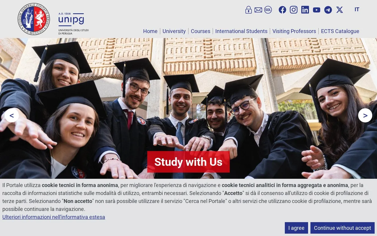 Universita degli Studi di Perugia homepage screenshot