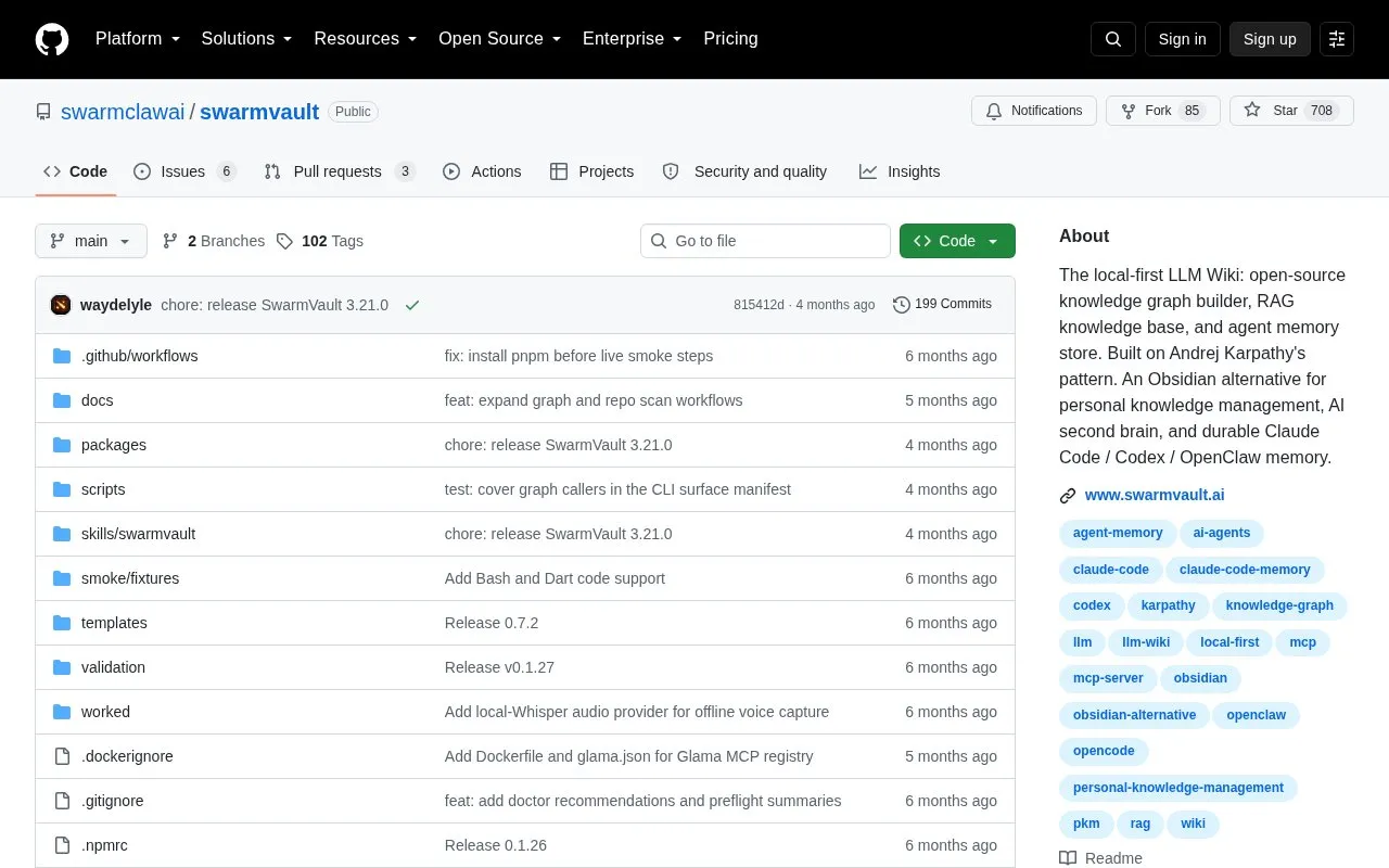 SwarmVault homepage screenshot