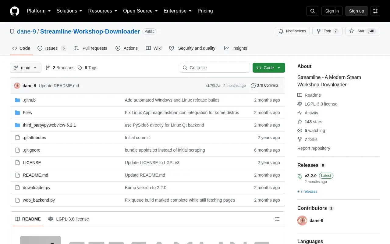 Streamline homepage screenshot