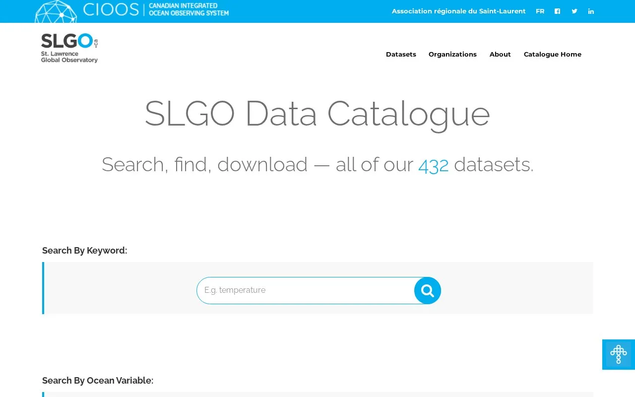 SLGO Data Catalog homepage screenshot