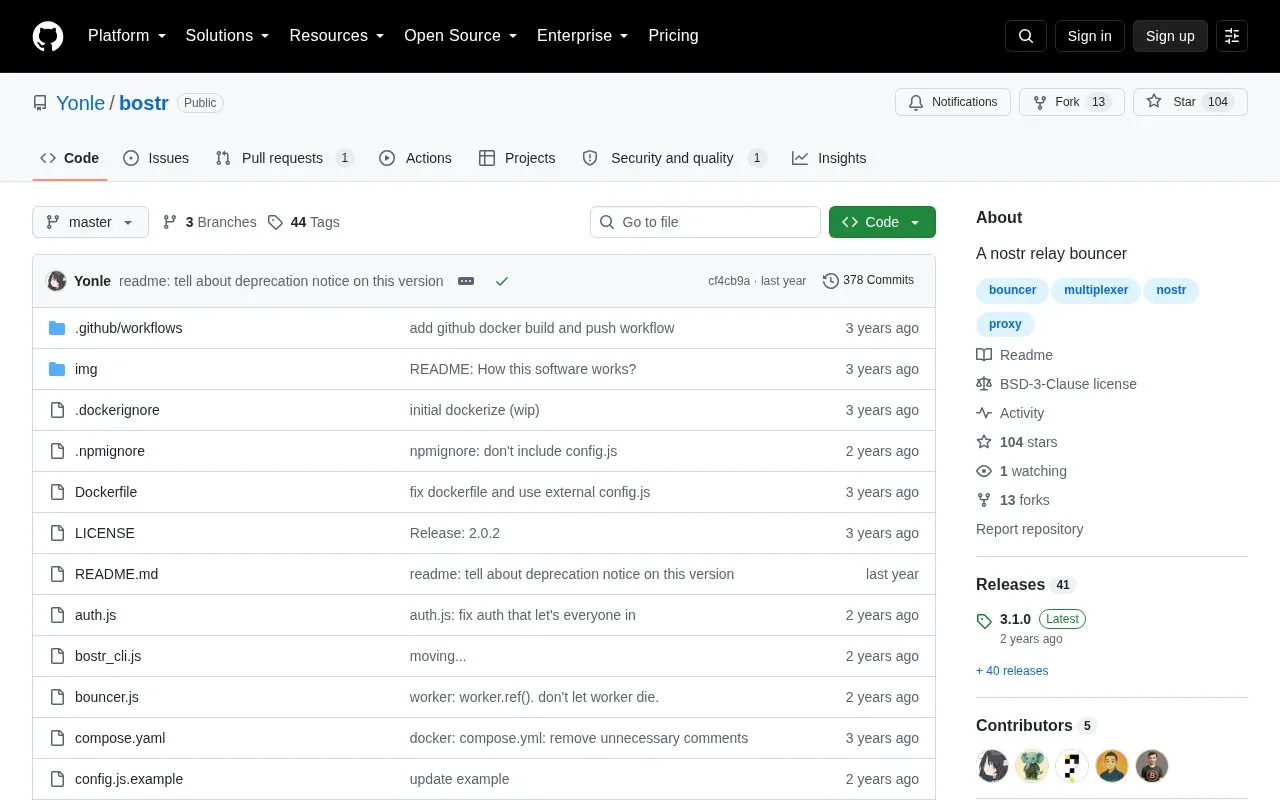 Bostr homepage screenshot