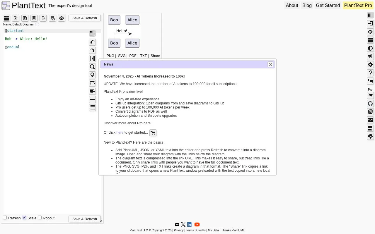 PlantText homepage screenshot
