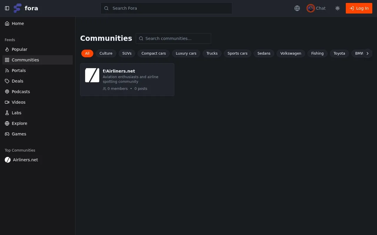 Fora homepage screenshot