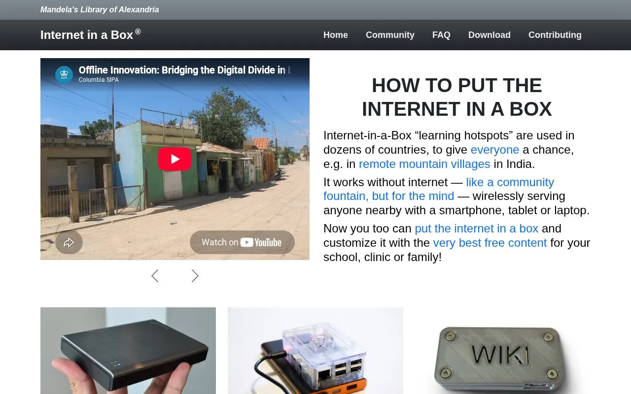 Internet-In-A-Box homepage screenshot