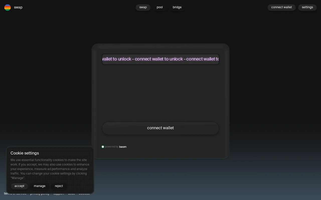 Beam Swap homepage screenshot