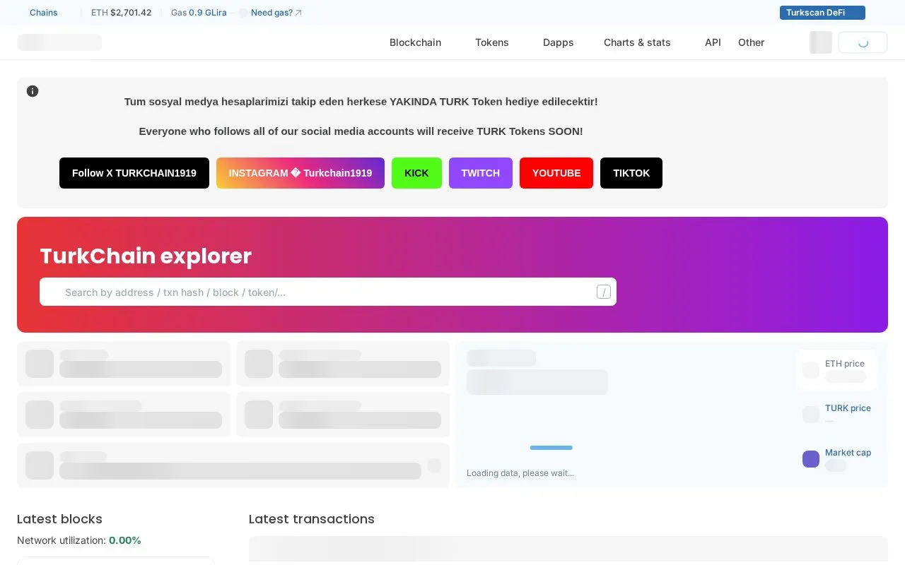 TurkChain — turkscan homepage screenshot