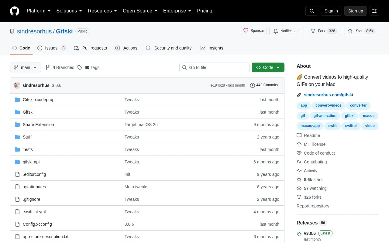 Gifski homepage screenshot