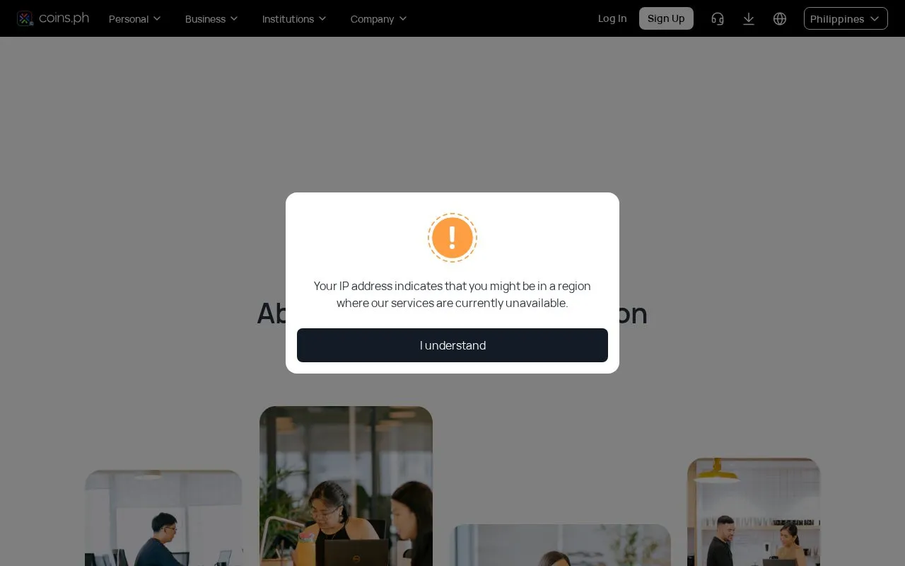 Coins.ph homepage screenshot