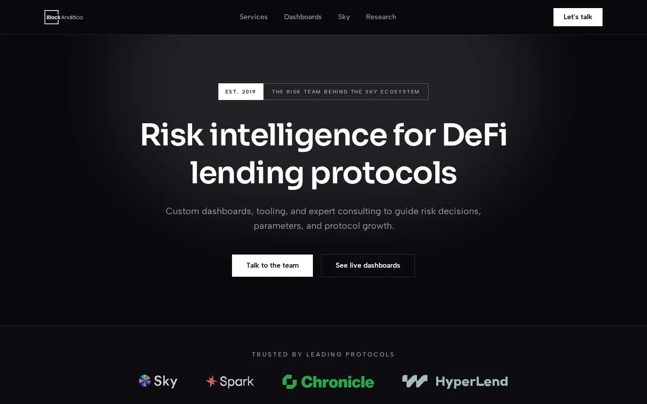 Block Analitica homepage screenshot