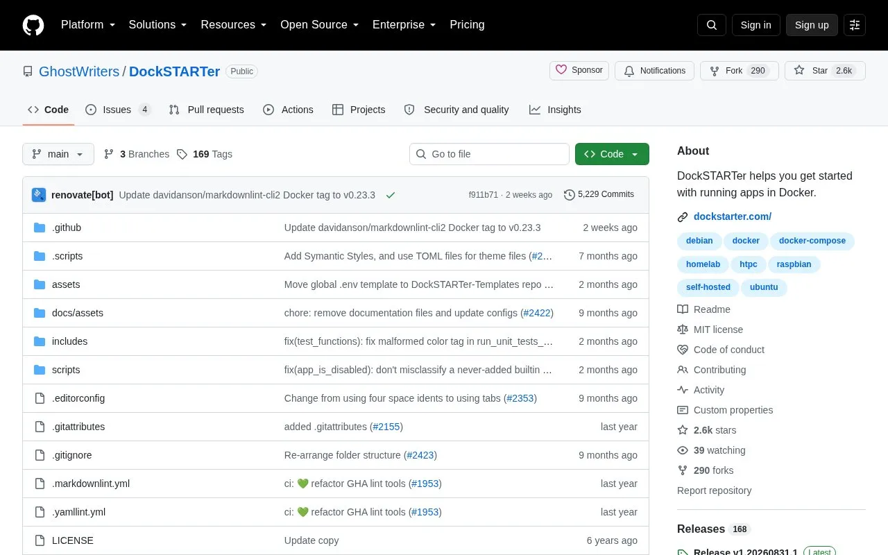 DockSTARTer homepage screenshot