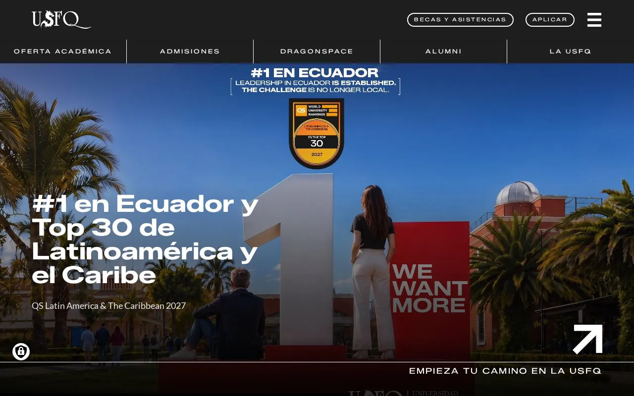 Universidad San Francisco de Quito homepage screenshot