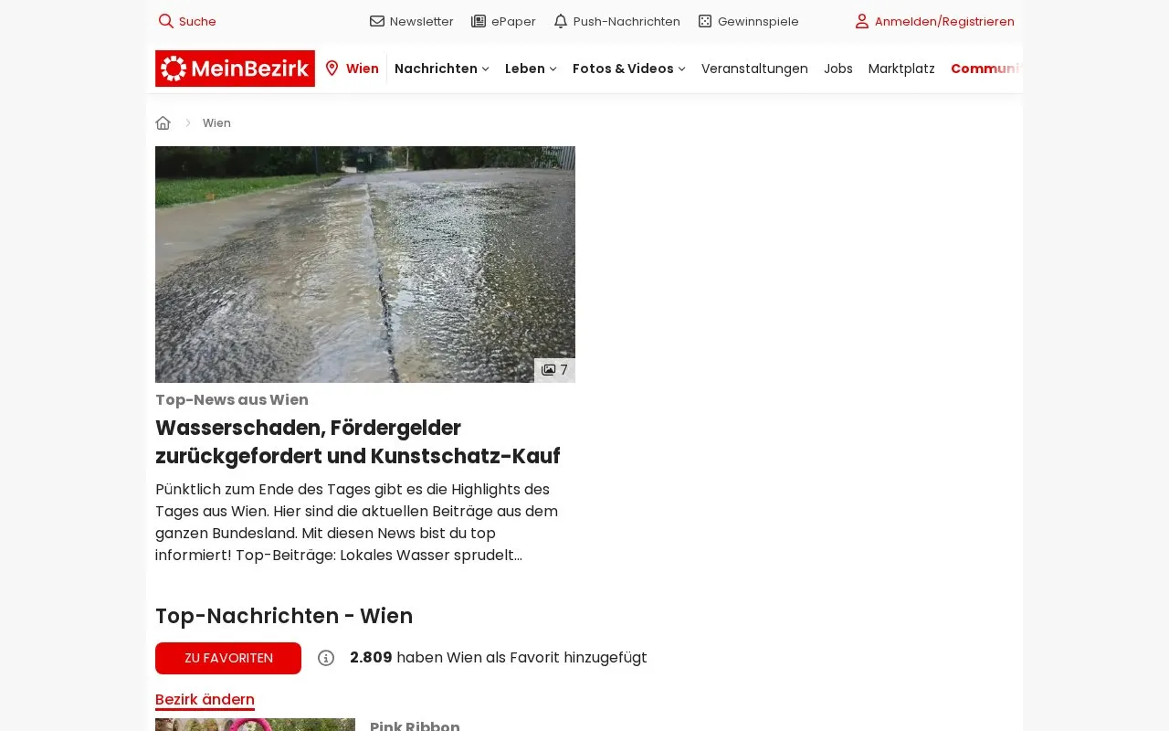 Wiener Bezirkszeitung homepage screenshot