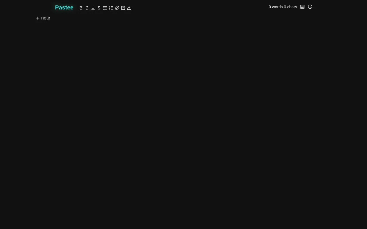 PasteePad homepage screenshot