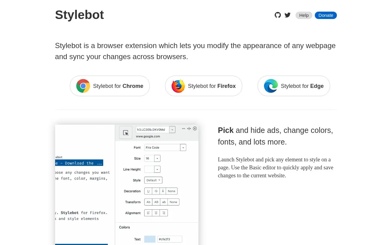 Stylebot homepage screenshot