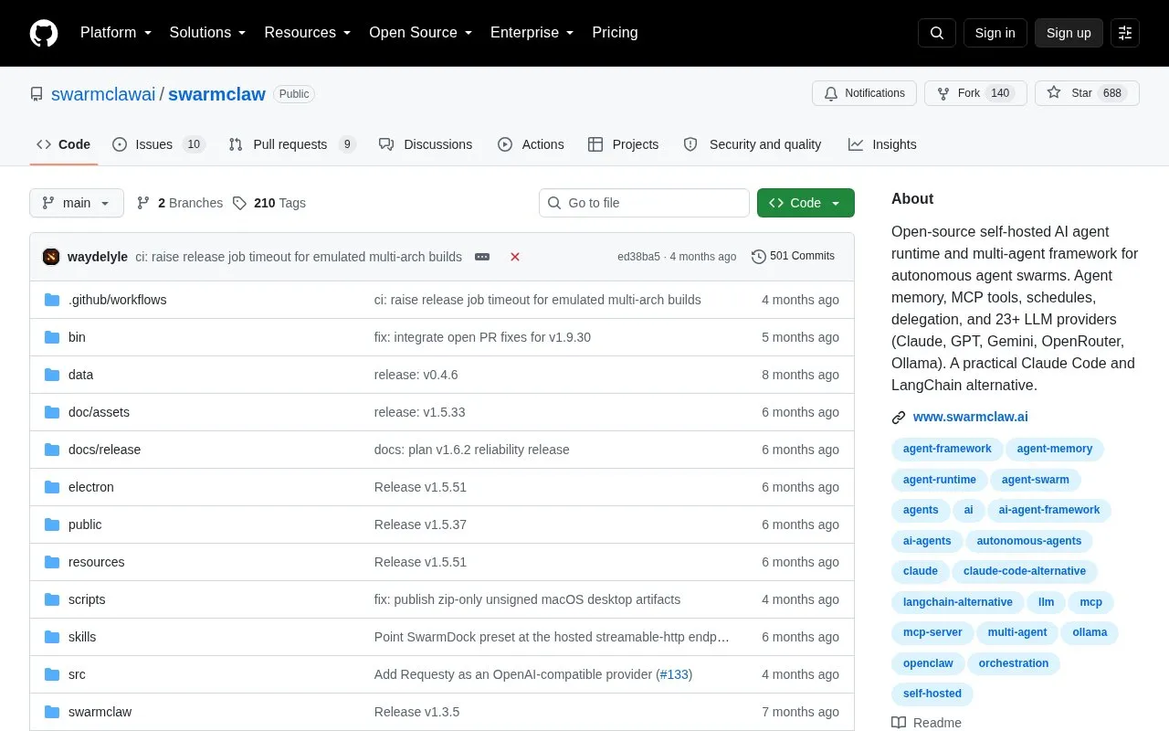 SwarmClaw homepage screenshot
