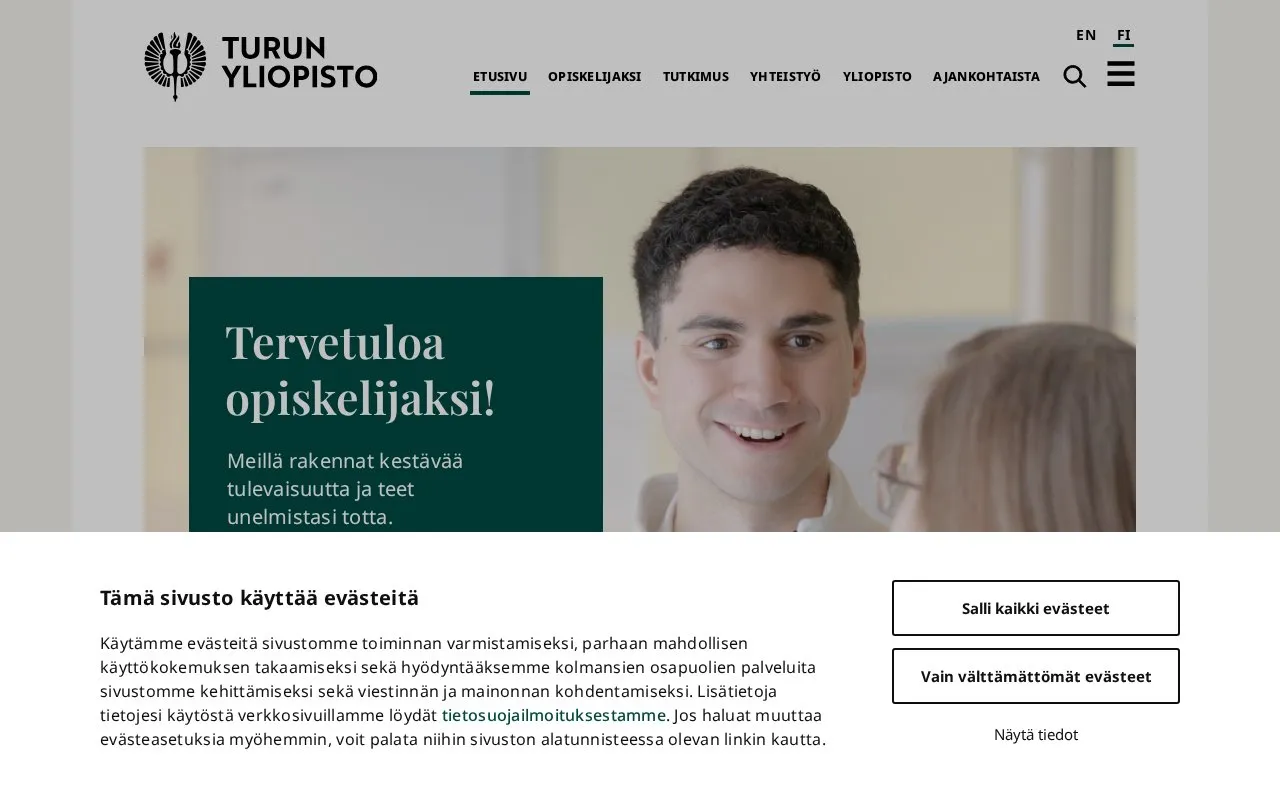 University of Turku homepage screenshot