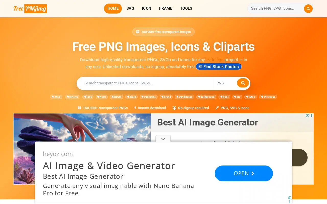 FreePNGimg homepage screenshot